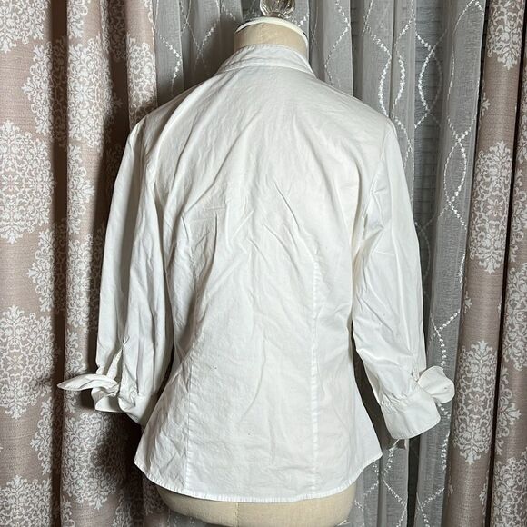 Harve Benard White Blouse w/ 3/4 Tie Sleeves | Size Medium - Picture 3 of 7